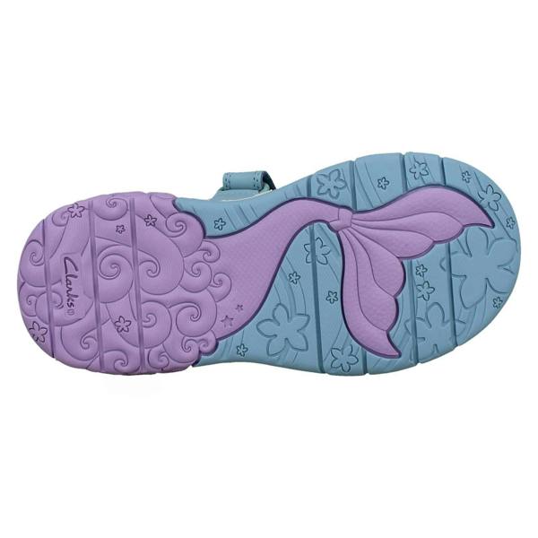 Clarks Girls Clarks Casual Glittery Trainers Tidal Shell