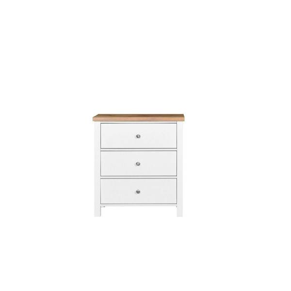 Timber Art Design Astbury 3 Drawer Bedroom Cabinet Chest of Drawers White and Oak