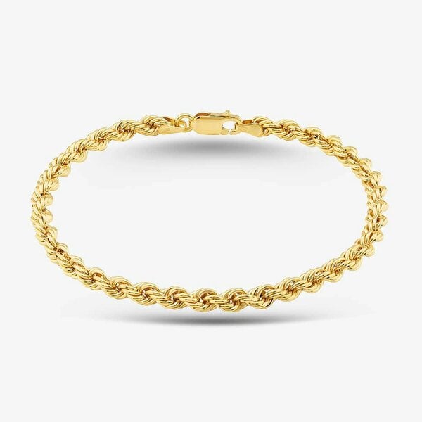 T. H. Baker 9ct Yellow Gold 8.5 Inch Rope Chain Bracelet HLRP-420-9Y-8.5