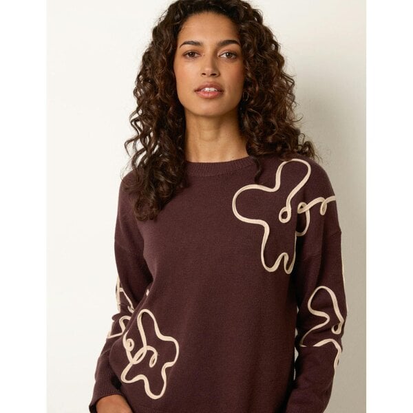 Blue Vanilla Floral Pattern Sweater