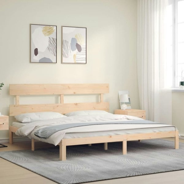 Berkfield Bed Frame with Headboard Super King Size Solid Wood