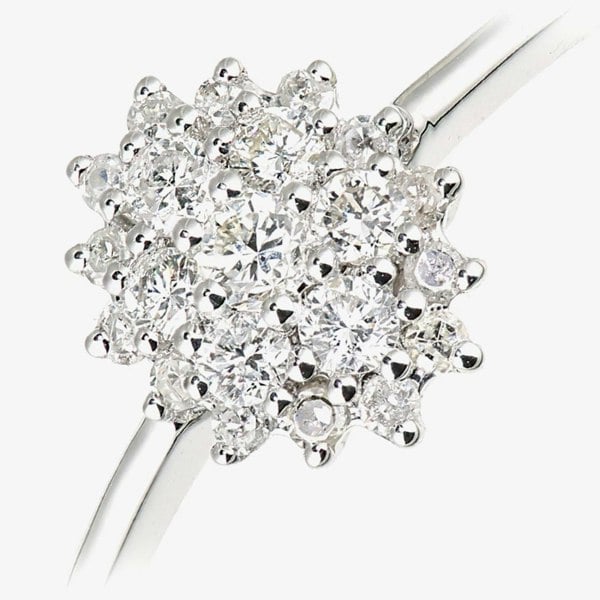 T. H. Baker 9ct White Gold 0.25ct Diamond Cluster Ring DR1673W
