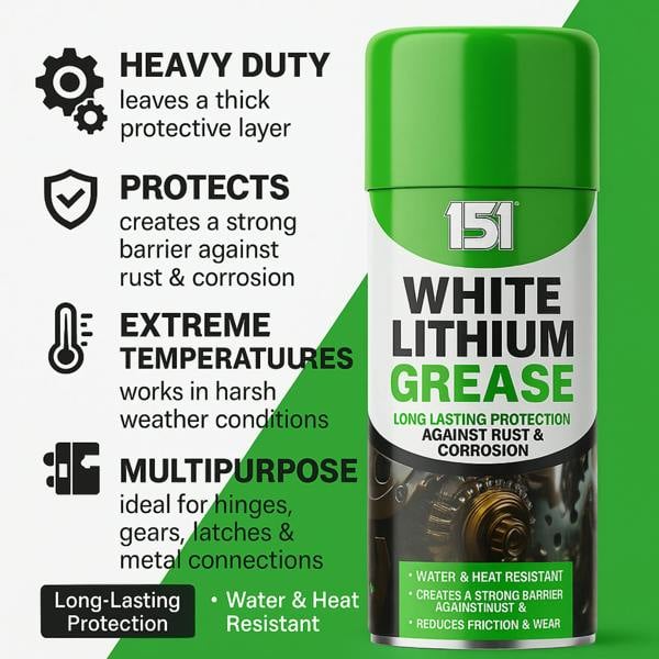 151 1X 151 White Lithium Grease Long Lasting Protection 400ml
