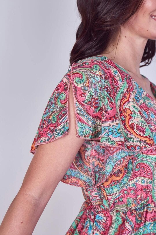 Elaina Fashion Mini Dress – Effortless Boho Style with Paisley Print