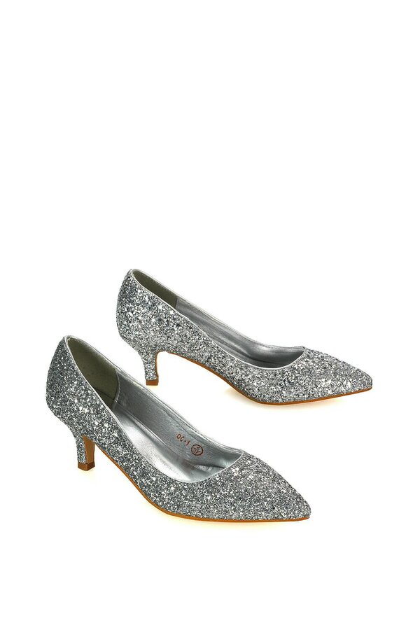 XY LONDON Pointed Toe Mid Stiletto Kitten Heel Court Shoes