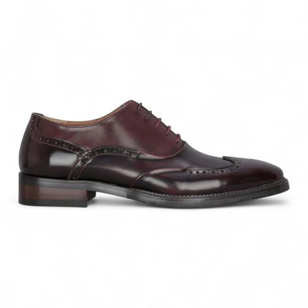 Justin Reess Men's Wine Patent Leather Brogue Formal Shoes - Harry