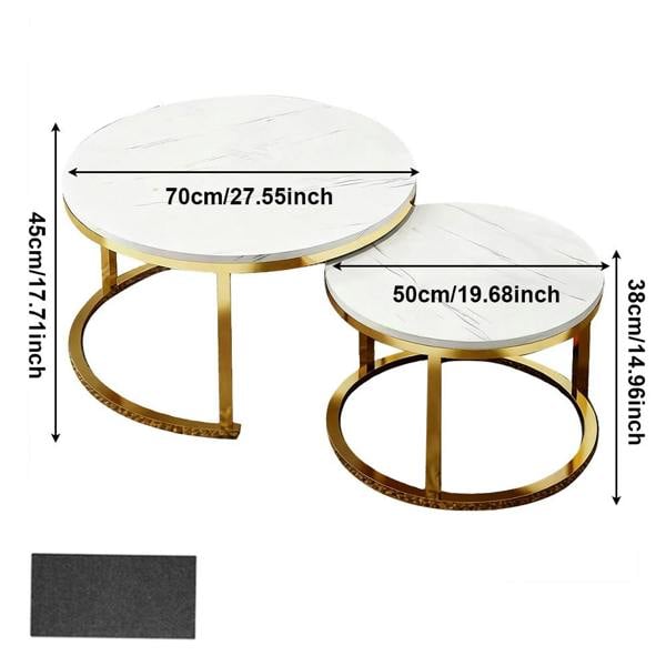 Havendro Nesting Coffee Tables Set of 2 Round Stacking Sofa Side Tables for Living Room