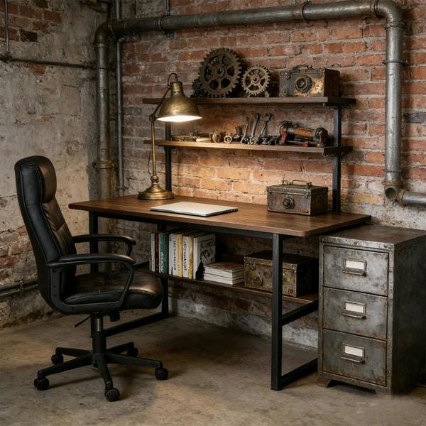 Havendro Home Office Computer Desk with Bookshelf Study Writing Workstation