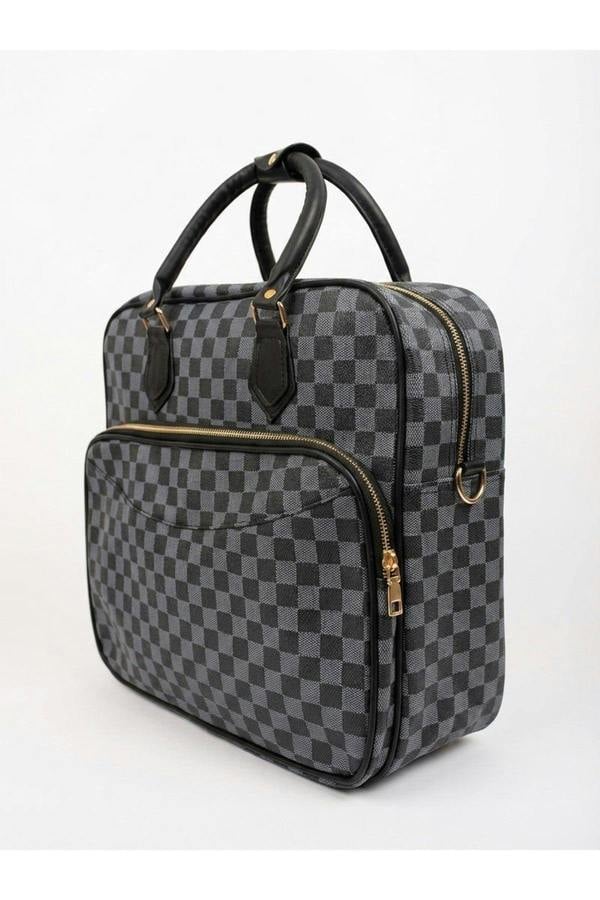 Ava Checkered Holdall - Black