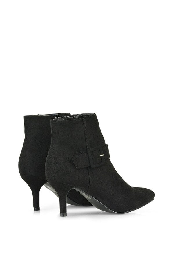 XY LONDON Buckle Detail Pointed Toe Low Stiletto Heel Ankle Boots