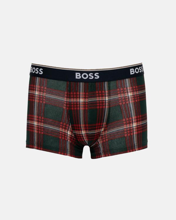 BOSS Orange Mens Three - pack of stretch - cotton trunks with logo waistbands - Open Red 645 | CHO | Designer Mens Underwear