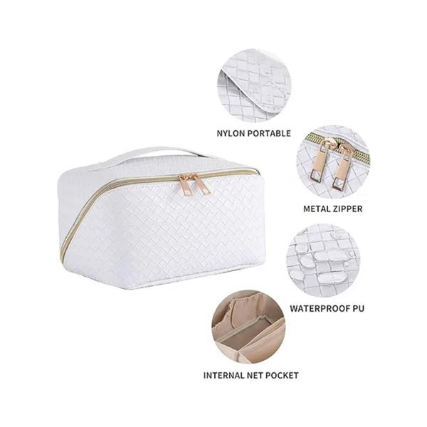 Dragodirect Travel Makeup Bag with Handle & Divider – Cosmetic Toiletry Organizer