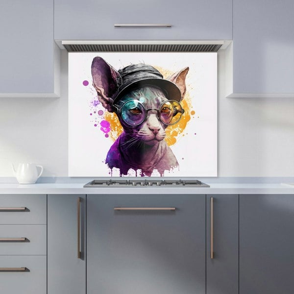 Warren Reed - Designer Cornish Rex With Glasses Splashart Kitchen Splashback