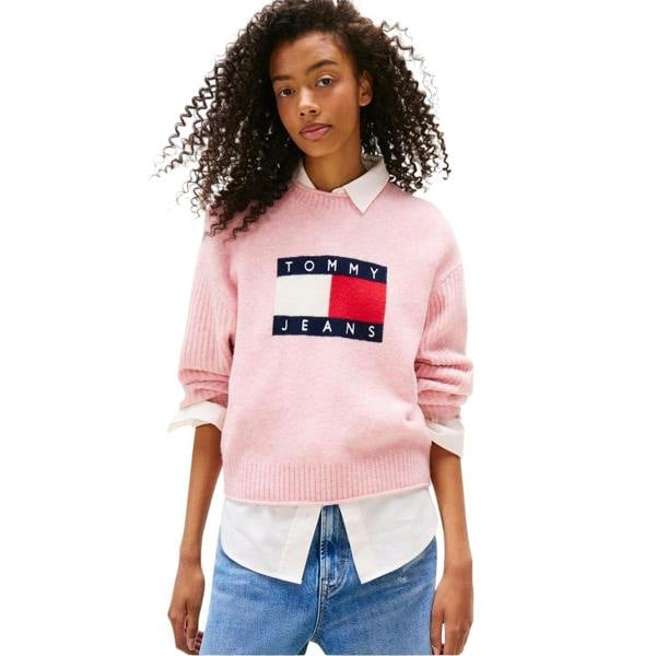 Tommy Jeans Womens/Ladies Flag Jumper - Pink - 