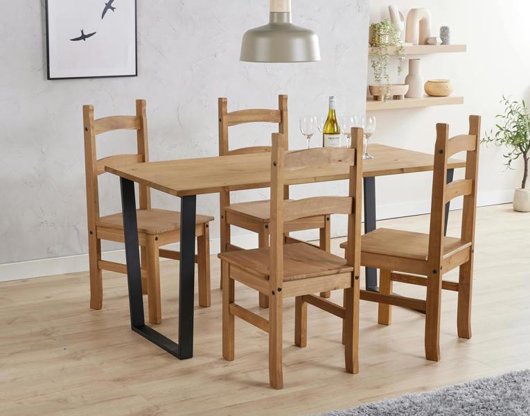 Core Products Texas 5-Piece Dining Set, Table & 4 Chairs, Industrial Design