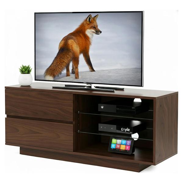 Homeology Gallus Premium Walnut with 2-Walnut Drawers and 3-Shelves 32"-55" LED/OLED/LCD TV Cabinet