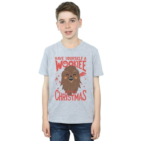 Star Wars Boys Wookiee Little Christmas T-Shirt - Sports Grey