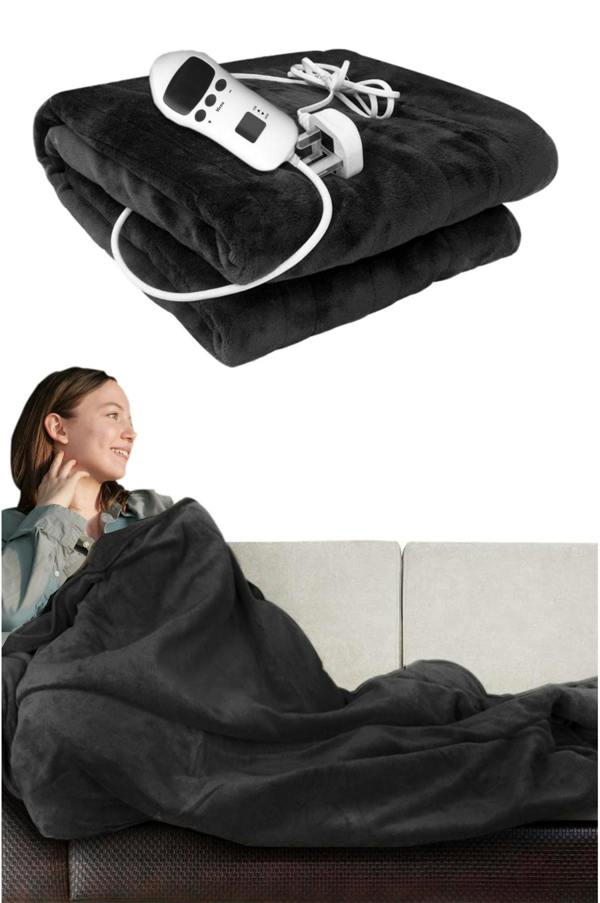 Cosy Heated Over Throw Fleece Blanket With Adjustable Control