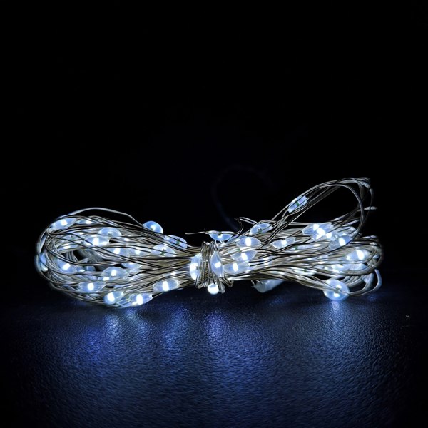 Samuel Alexander 50 LED 2.5m Premier MicroBrights Indoor Outdoor Christmas Multi Function Battery Operated Lights with Timer on Pin Wire in Cool White