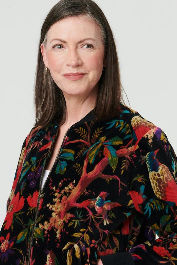 Black | Tropical Print Relaxed Zip Front Jacket
