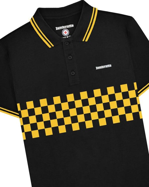 Lambretta Mens Classic Retro 2 Tone Mod Ska Casual Polo Shirt