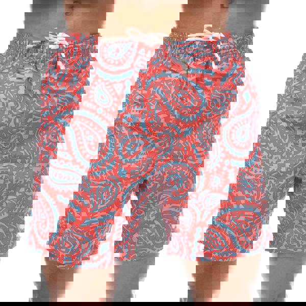 Marcelo Burlon Mens Paisley Swim Shorts - Red/Blue