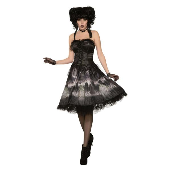 Bristol Novelty Womens/Ladies Cemetery Doll Dress - Grey/Black - 