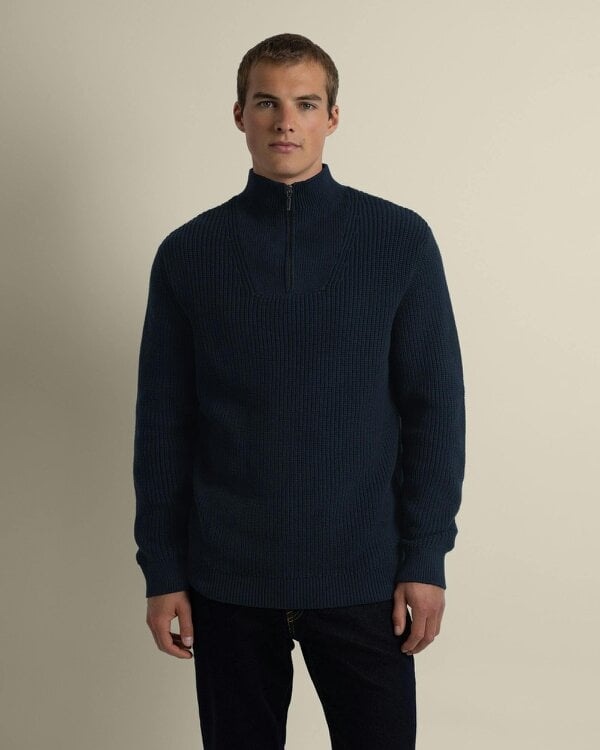 Larsson & Co Rib Panel Knitted 1/4 Zip Sweater