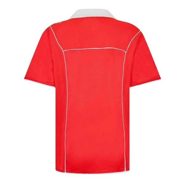 Puma Mens Plain Contrast Piping Athletic Rugby Shirt - Red - 