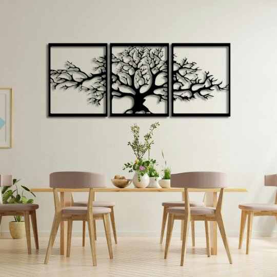Decortie Tree of Life 3-Piece Metal Wall Art Set 60 cm