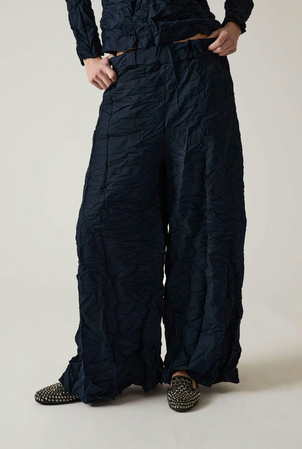 James Lakeland Crinkled Navy Trousers