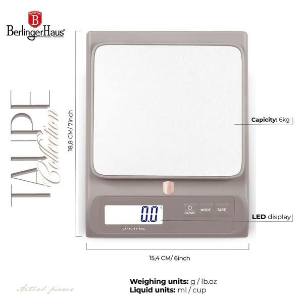 Berlinger Haus Digital Kitchen Scale Taupe BH9916