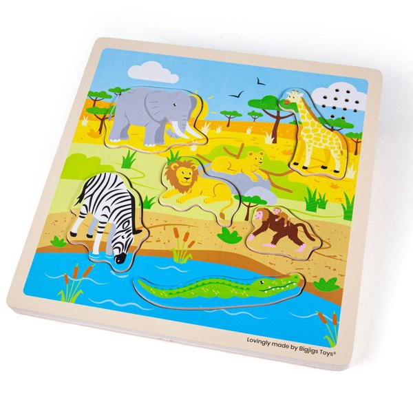 Bigjigs Toys Wooden Safari Themed Sound Puzzle