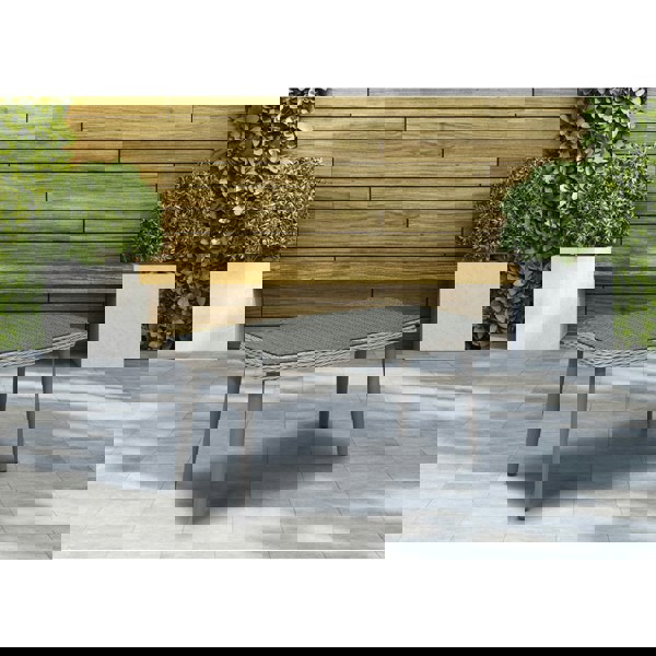 100cm Outdoor Coffee Table - Rattan Wicker & Glass Top - Garden Bistro Dining - LoopsDirect