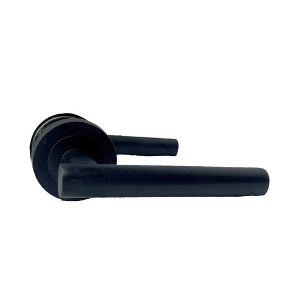 EDH Door Hardware Matt Black T Bar Door Handles on Round Rose – Straight Lever Handle 6 Pairs