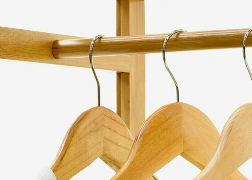 Modcraft Heavy Duty Wooden Clothes Stand – Garment for Open Wardrobe with Wheels