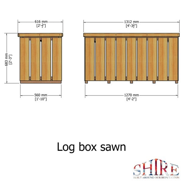 Shire Log Box Sawn Pressure Treated 1270Wx560D - Best Shed