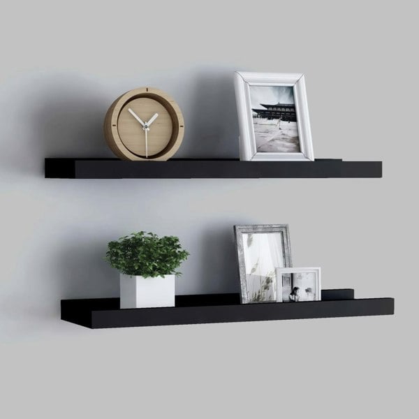 Berkfield Picture Frame Ledge Shelves 2 pcs Black 40x9x3 cm MDF