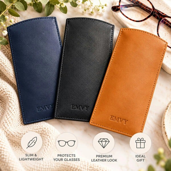 Love EMVY Genuine Leather Glasses Case Slim Spectacle Holder Reading Glasses Sleeve