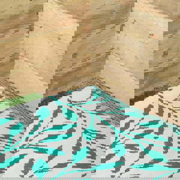 Samuel Alexander 1.5m x 2.1m Green Leaves Large Outdoor Alfresco Patio Rug Mat