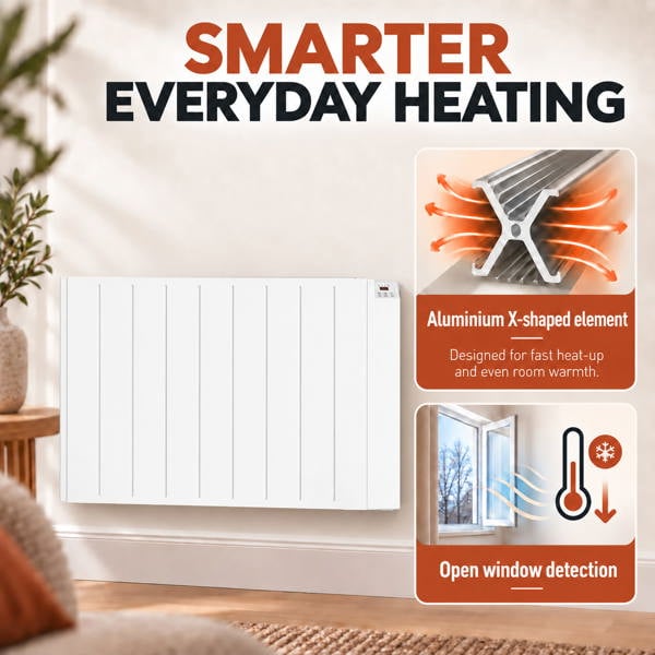 MYLEK Electric Radiator Panel Heater WIFI Smart APP Eco 2000W Bathroom Safe Wall Mounted Timer Thermostat