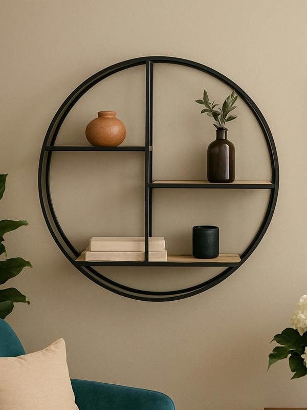 Mataram 3 Tier Round Metal Wall Shelf