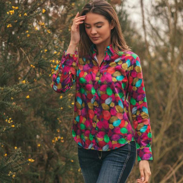 MULTICOLOUR LEAVES SHIRT WOMENS PRINT SHIRT - Premium Men's Patterned Shirt by Claudio Lugli | Bold Design, Tailored Fit, Best Printed Shirts