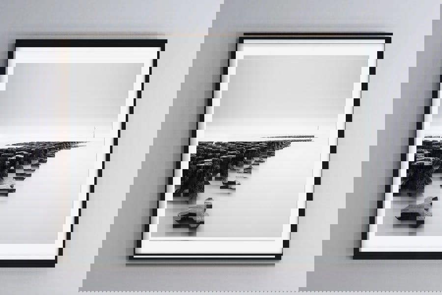 black and white coastal wall art print