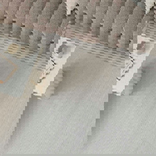 Bordered Living Room rug, cream colour, stain-resistant and non-shedding