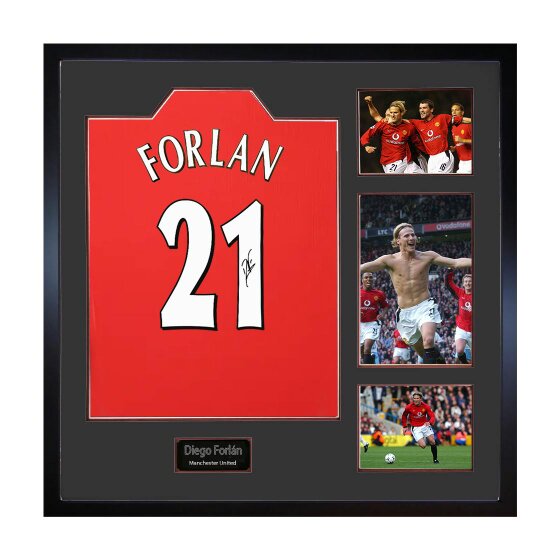 Diego Forlan Signed Manchester United Shirt Elite Frame