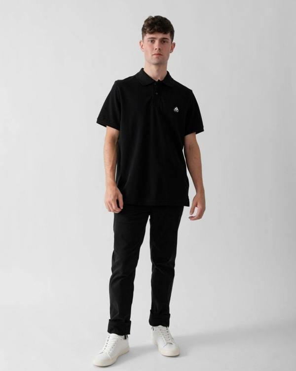 Moose Knuckles Everett Mens Polo Shirt - Black 292 - CHO - Designer Mens Short Sleeve Polo Shirts
