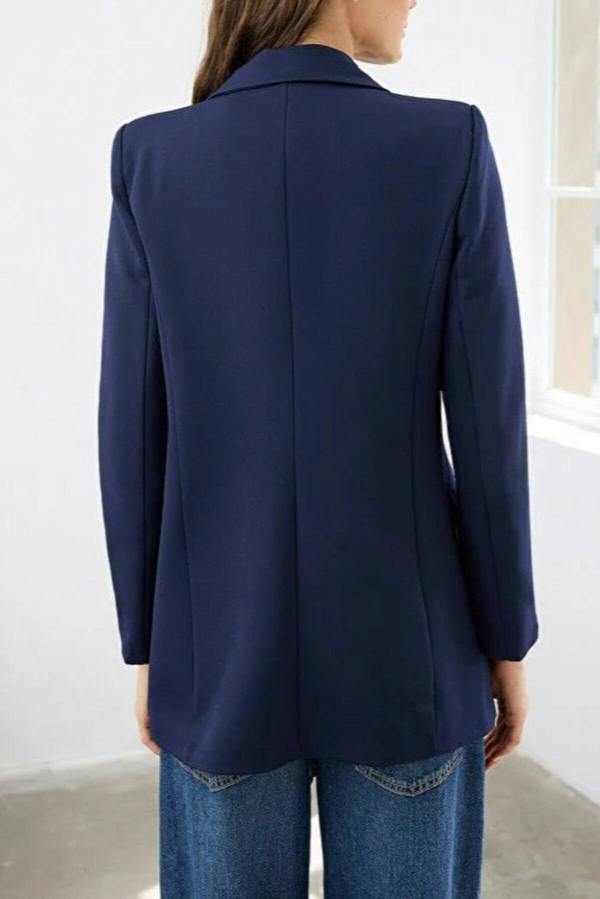 WOVCOR Lined Double-Breasted Woven Blazer Jacket