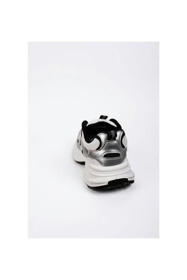 [brandflag] Harper Womens Chunky Sole Mesh Panel Trainers - METALLIC SILVER