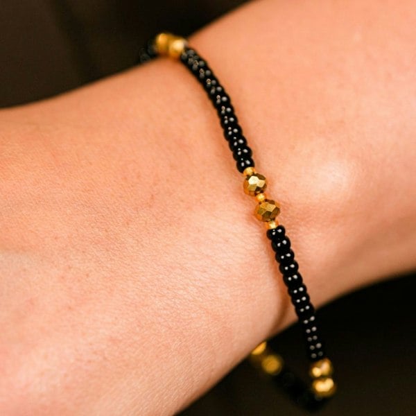 The Colourful Aura Black Golden Beads Indian Everyday Devil Eye Mangalsutra Nazaria Bracelet